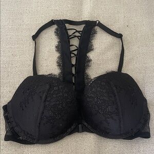 PINK Victoria's Secret Black Lace-Up Bra